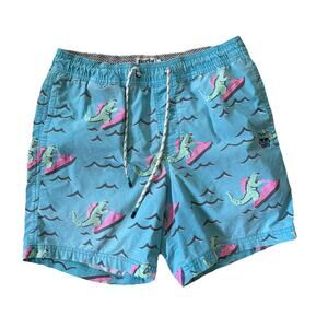 Party Pants Jet Skiing Dinosaur Dino Ripper Swim Trunks Board Shorts Blue Small
